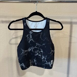 Black and White Marble Print Cropped Tank